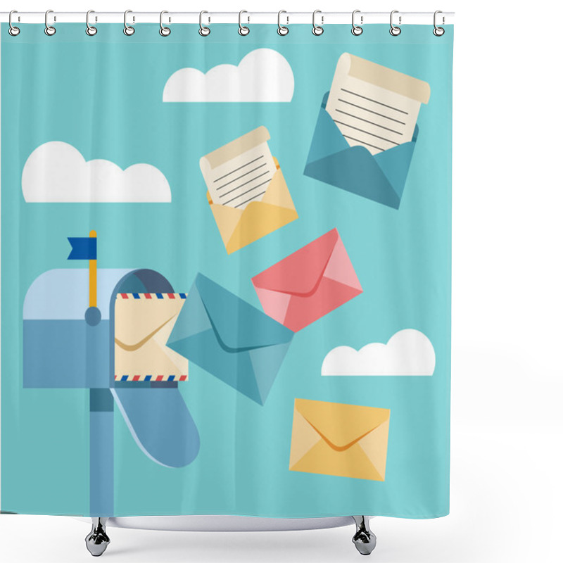 Personality  Vector Post Box Flat Illustration Shower Curtains