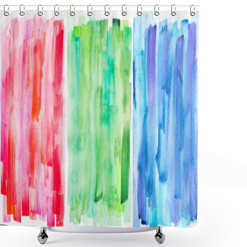 Personality  Abstract Painting With Red, Green And Blue Paint Strokes On White  Shower Curtains