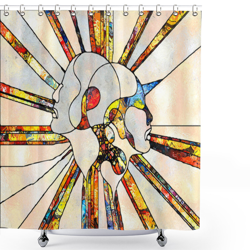 Personality  Shards Of Light. Unity Of Stained Glass Series. Composition Of Pattern Of Color And Texture Fragments For Subject Of Unity Of Fragmentstion, Art, Poetry And Design Shower Curtains