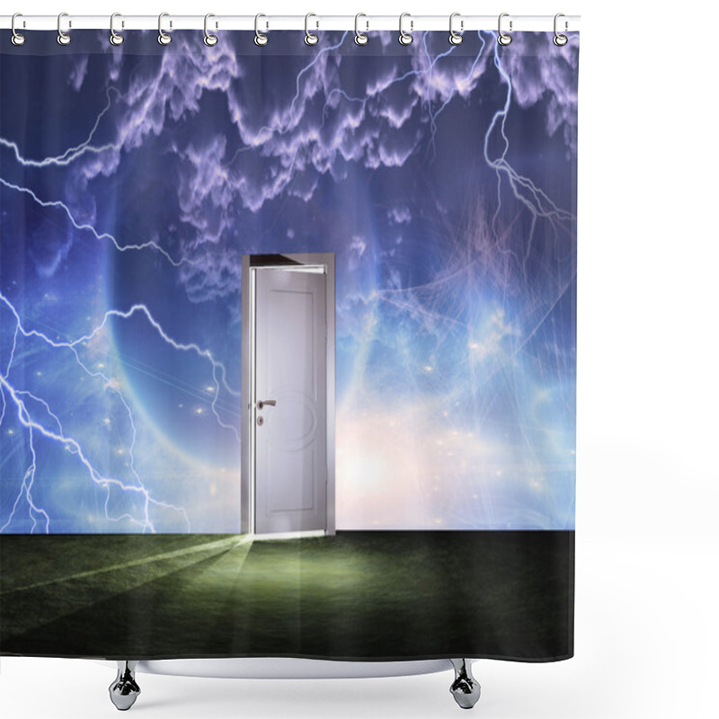 Personality  Doorway Before Cosmic Sky Shower Curtains