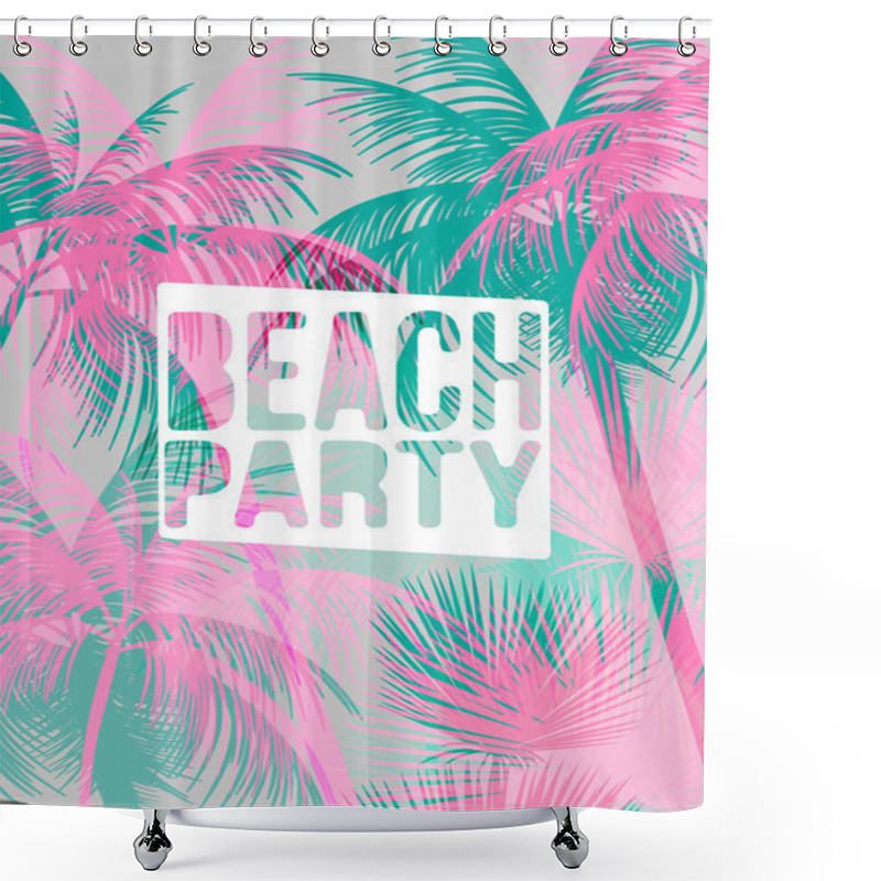 Personality  Tropical Background With Palm Tree - Vector Illustration Shower Curtains