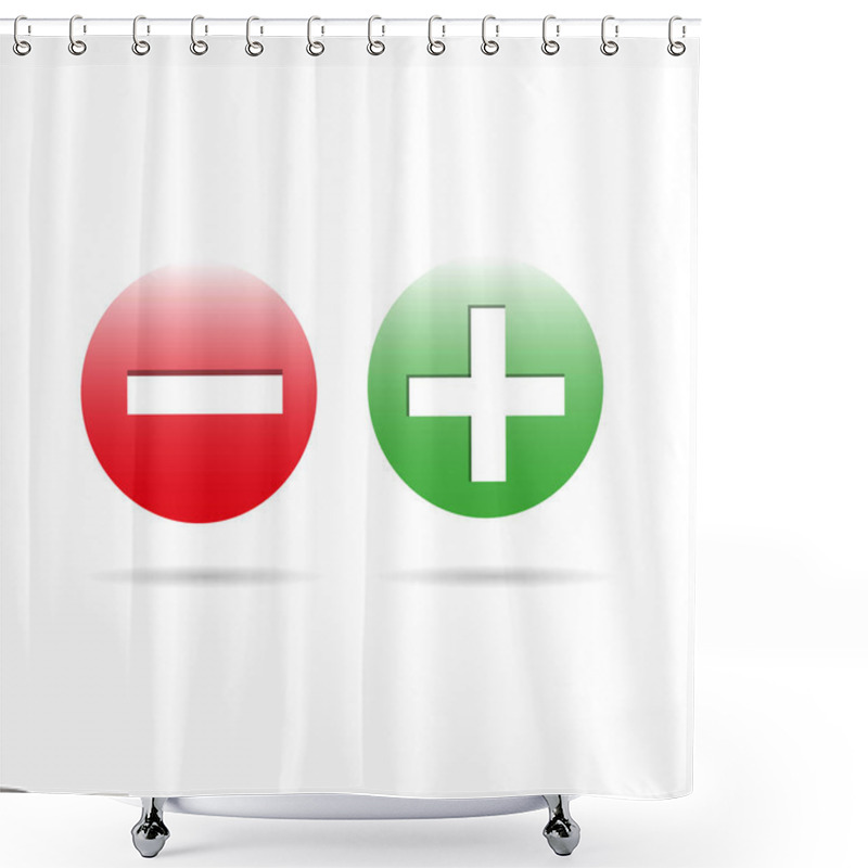 Personality  Plus And Minus Signs With Shadow Shower Curtains