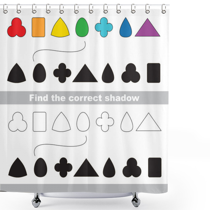 Personality  Geometric Shapes Set. Find Correct Shadow. Shower Curtains