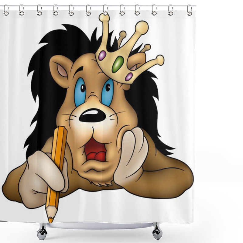 Personality  Lion With Pencil Shower Curtains