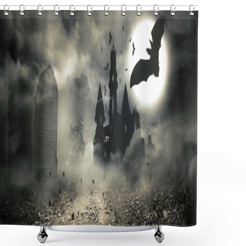 Personality  Bats Flying To Draculas Castle Shower Curtains