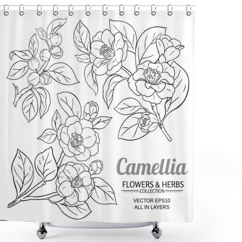 Personality  Camellia Vector Set Shower Curtains