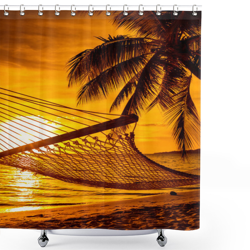 Personality  Palm Tree With Hammock Shower Curtains