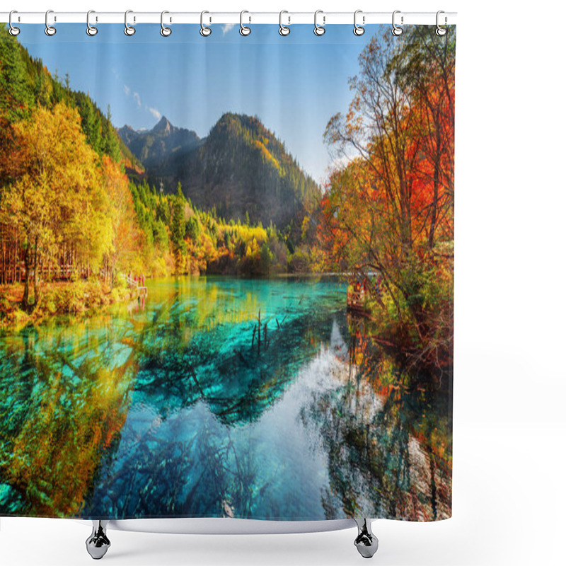 Personality  Beautiful View Of The Five Flower Lake With Azure Water Shower Curtains