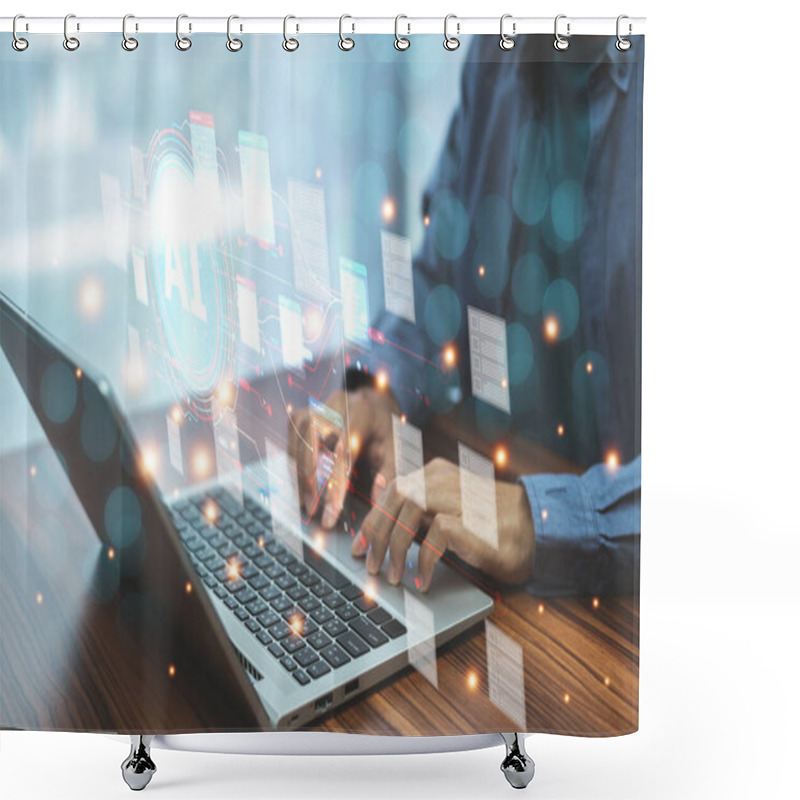 Personality  A Forward-thinking Businessman Utilizes AI For Document Management, Streamlining Operations, Enhancing Accuracy, And Boosting Productivity Through Automated Workflows And Intelligent Data Processing. Shower Curtains