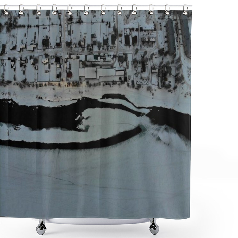 Personality  Small Town In Winter Season Shower Curtains