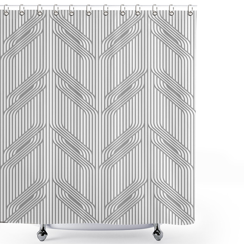 Personality  Perforated Paper With Tree Branches On Continues Lines  Shower Curtains