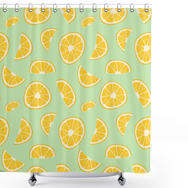 Personality  Hand Drawn Lemon Slice Seamless Pattern Cute Yellow Vector Illustartion Rich Of Vitamin C Fruit Shower Curtains