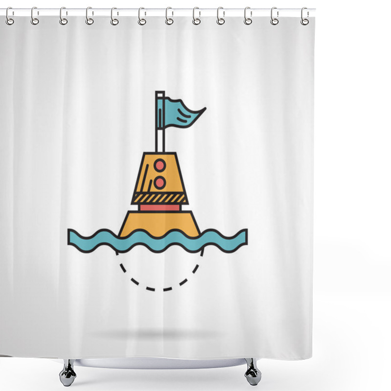 Personality  Flat Design Vector Icon For Maritime Buoy Shower Curtains