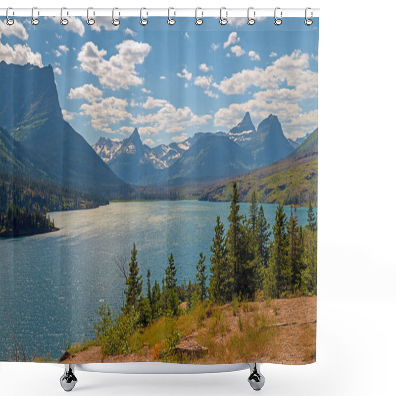 Personality  Panoramic View Of Alpine Mountains In The Late Afternoon In Glacier National Park In Montana Shower Curtains