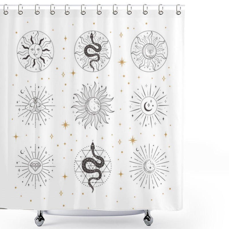 Personality  Collection Of Saced Sun Logo Designs, Templates Shower Curtains