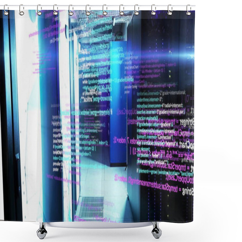 Personality  Image Of Digital Data Processing Over Computer Servers. Global Connections, Computing And Data Processing Concept Digitally Generated Image. Shower Curtains