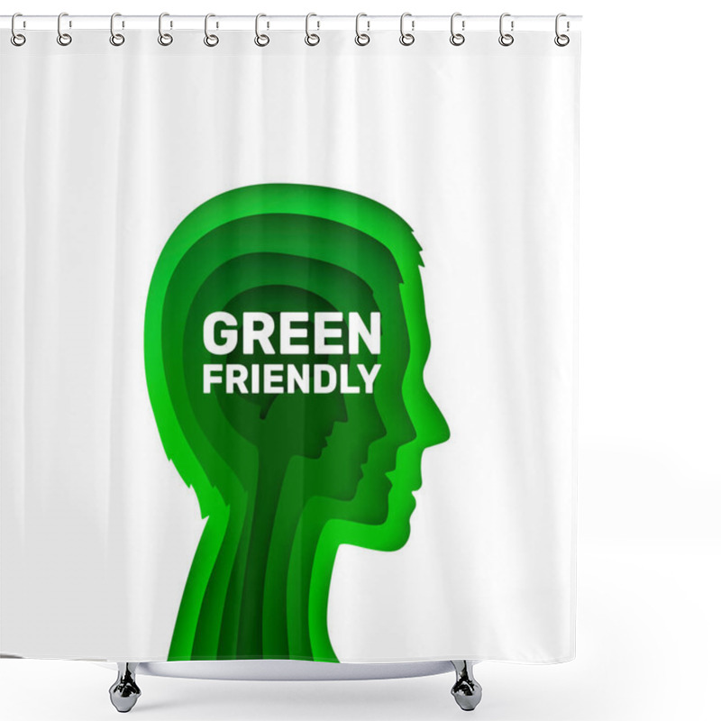 Personality  Human Ecology Green Friendly Sign On A White Background. Shower Curtains