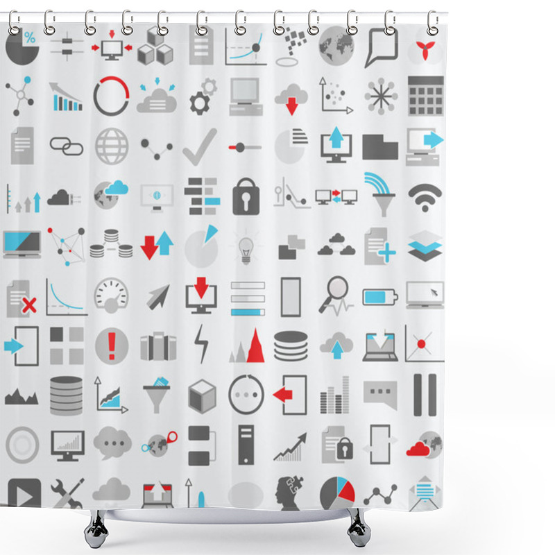 Personality  Set Of One Hundred Technology  Icons Shower Curtains