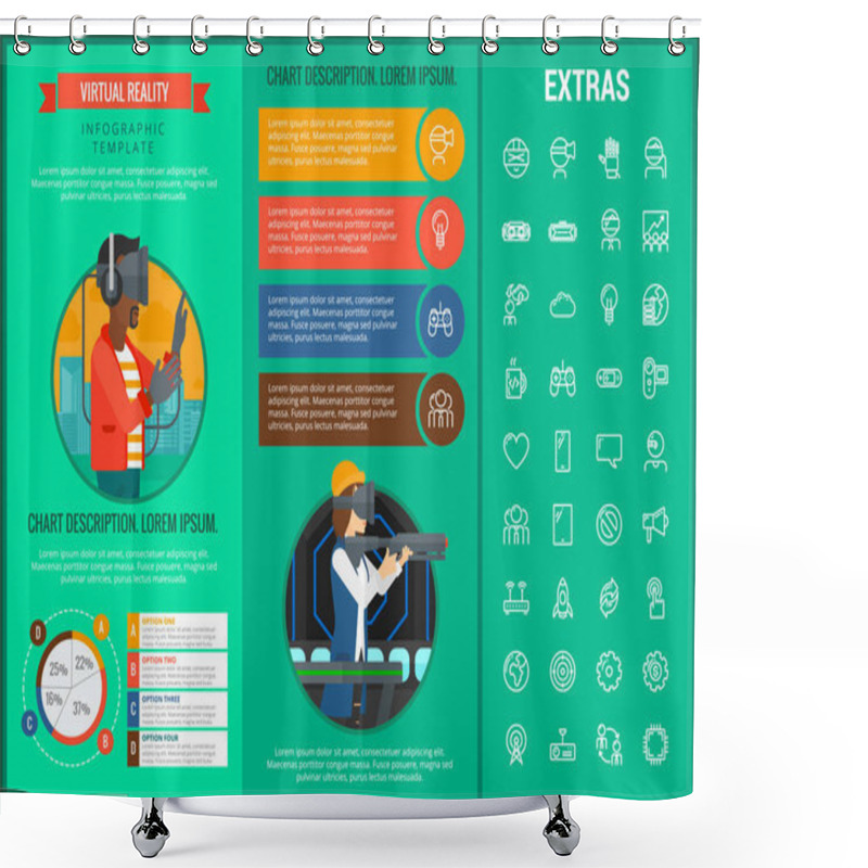 Personality  Virtual Reality Infographic Template And Elements. Shower Curtains