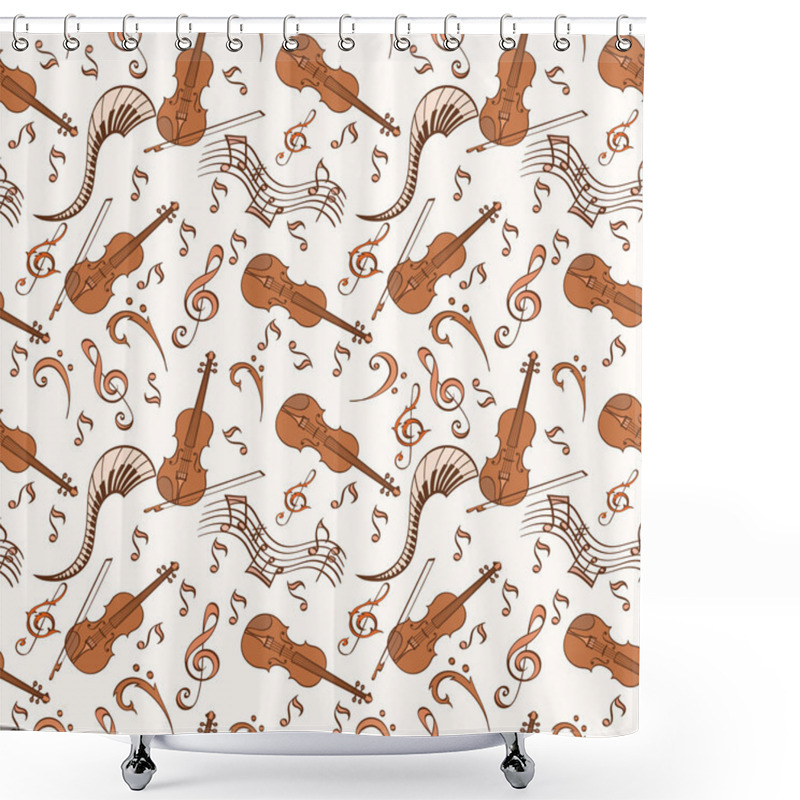 Personality  Seamless Modern Violins Pattern  Shower Curtains