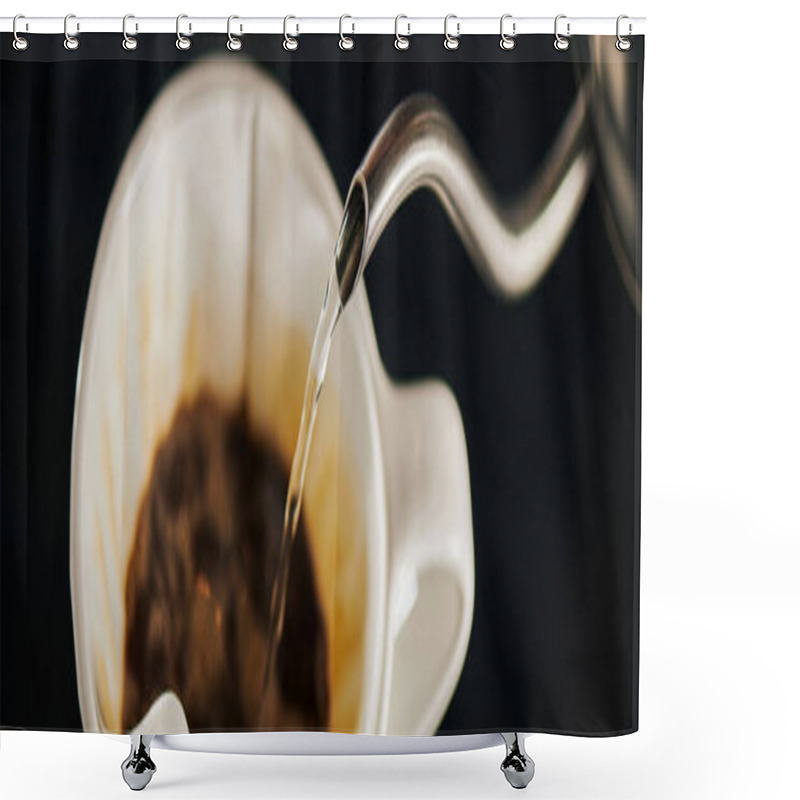 Personality  Boiling Water Pouring From Kettle Into Ceramic Dripper With Coffee In Filter, V-60 Espresso, Banner Shower Curtains