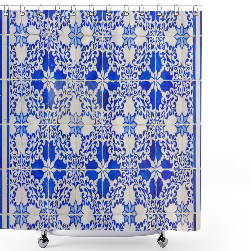 Personality  Typical Portuguese Old Ceramic Wall Tiles (Azulejos) In Lisbon,  Shower Curtains