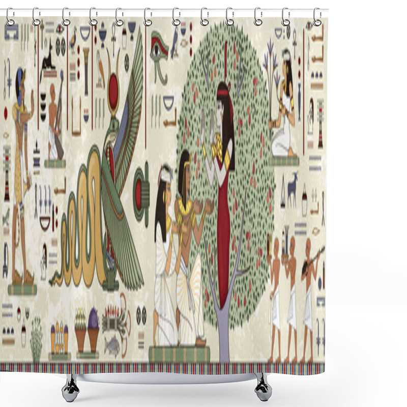 Personality  Ancient Egypt Background.Egyptian Hieroglyph And SymbolAncient Culture Sing And Symbol.Historical Background.Ancient Goddess. Shower Curtains