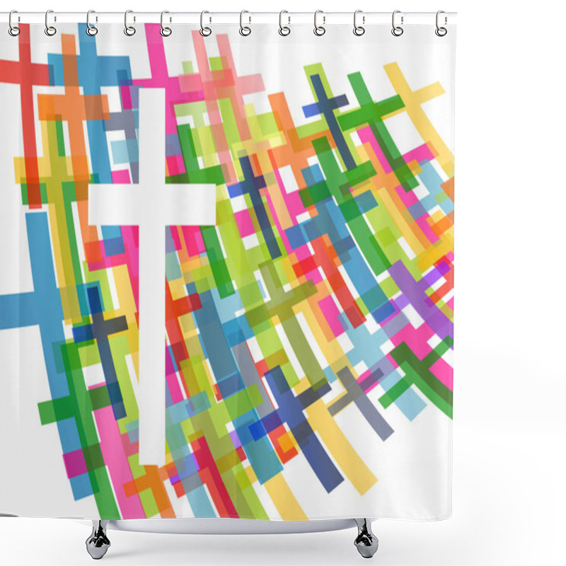 Personality  Christianity Religion Cross Concept Abstract Background Vector Shower Curtains