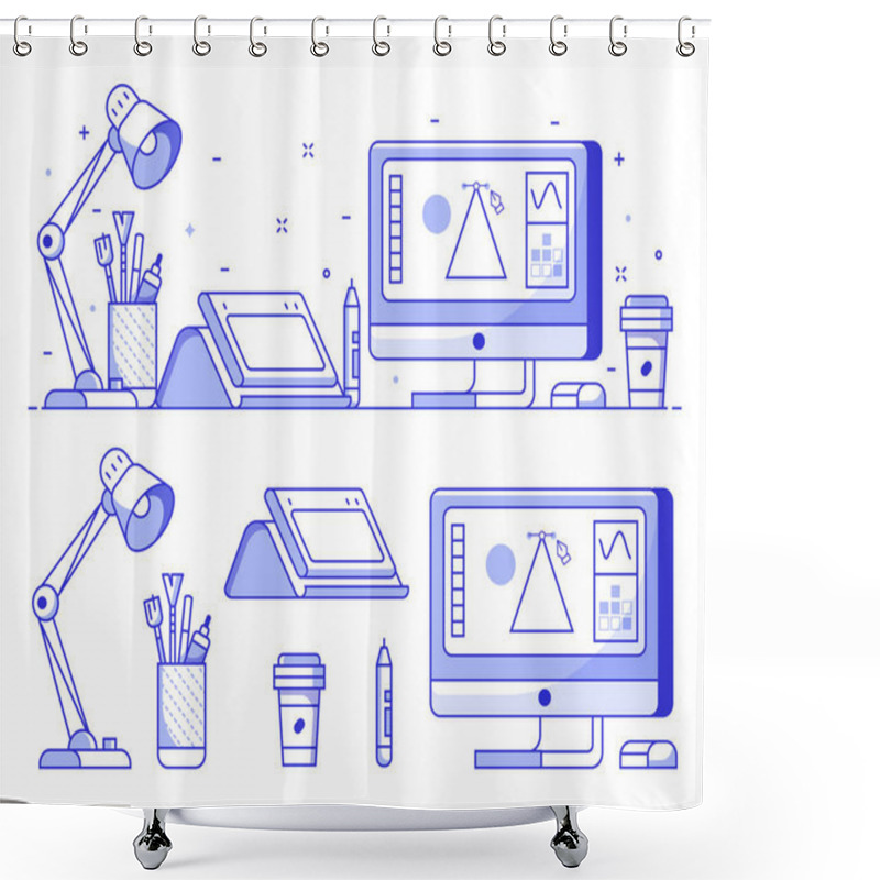 Personality  Digital Designer Or Illustrator Icons Shower Curtains