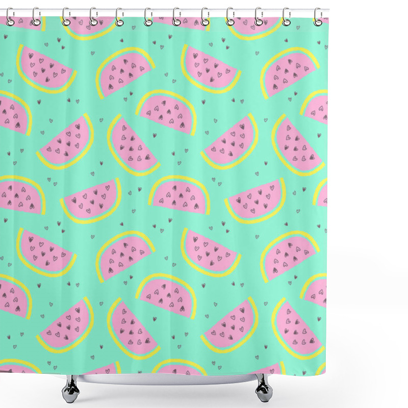 Personality  Tropical Summer Seamless Background With Repeating Watermelons Shower Curtains