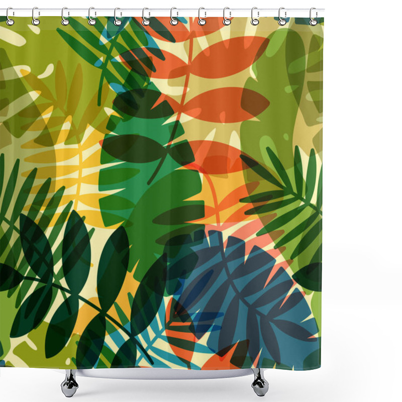 Personality  Seamless Vector Pattern With Tropical Plants And Palm Leaves Shower Curtains