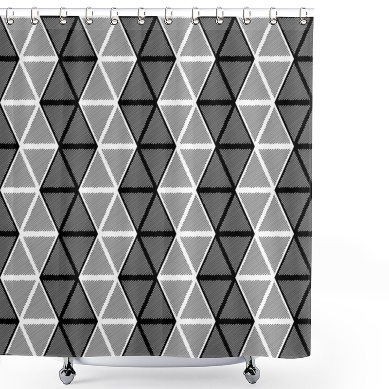 Personality  Design Seamless Monochrome Triangle Geometric Pattern Shower Curtains