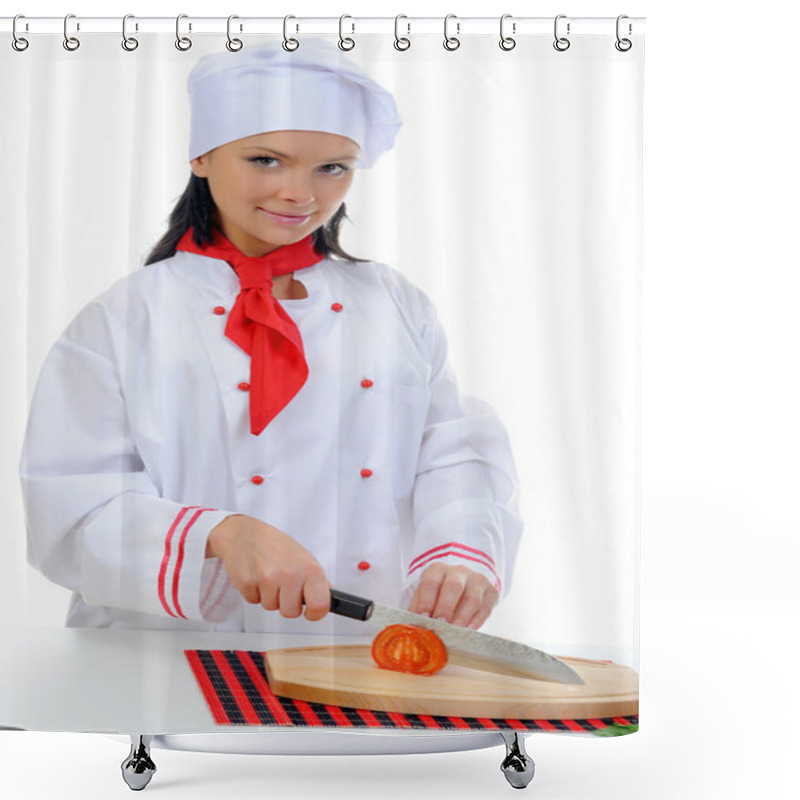 Personality  Chef Cuts The Tomato Shower Curtains