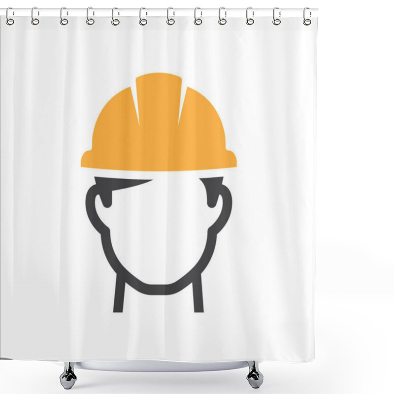 Personality  Construction Worker Icon. Safety Man Icon. Safety Helmet Icon. Vector Illustration Shower Curtains