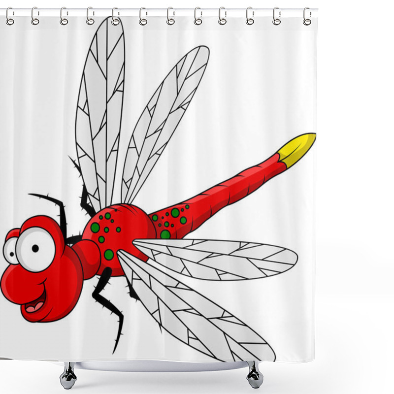 Personality  Funny Red Dragonfly Cartoon Shower Curtains