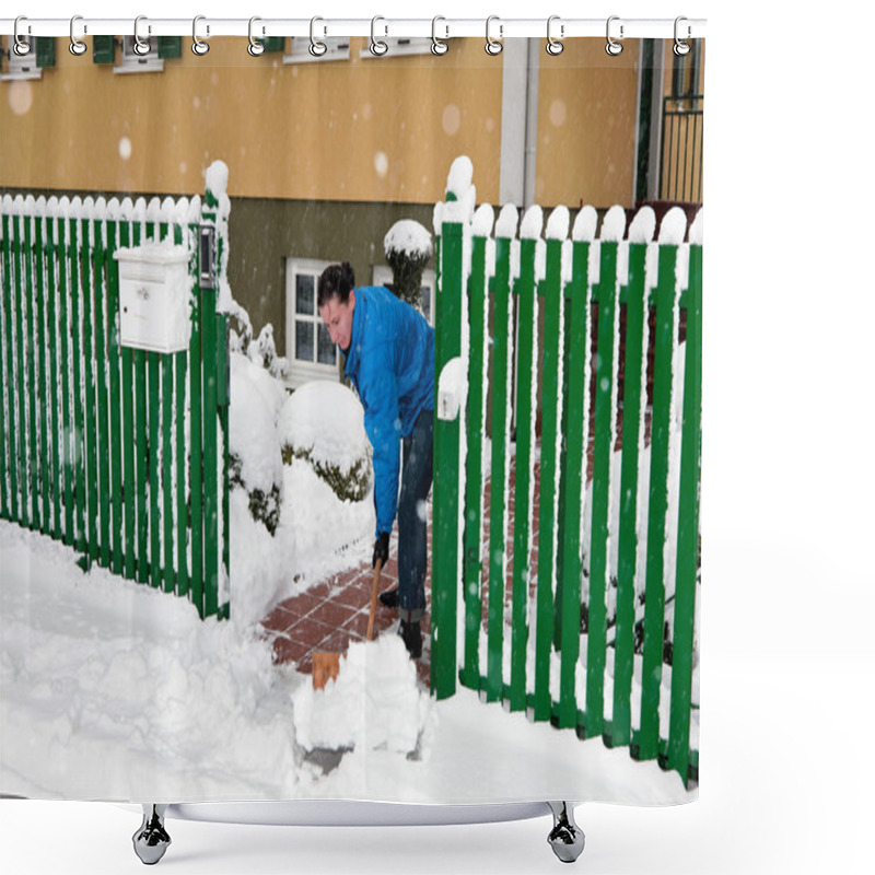 Personality  Woman At The Snow Removal Shower Curtains