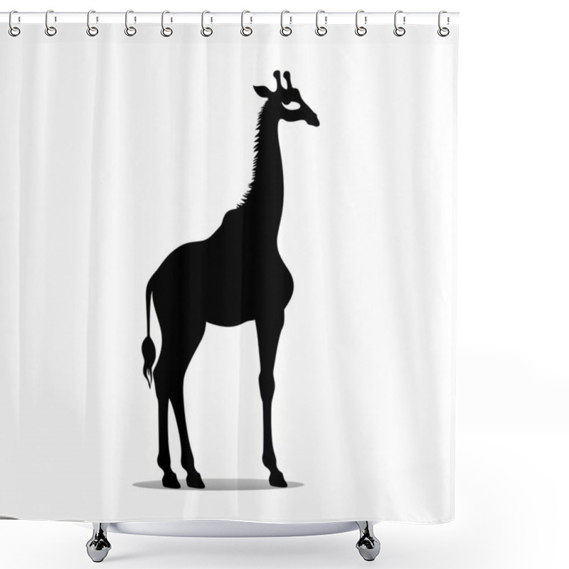 Personality  Silhouette Of A Graceful Giraffe Against A Light Background, Highlighting Its Elegant Stature. Shower Curtains