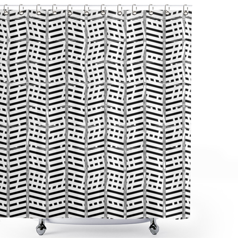 Personality  Abstract Geometric Mesh, Grid Pattern Of Interweaved, Interlocki Shower Curtains