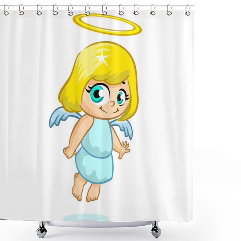 Personality  Vector Illustration Cute Christmas Angel Character Shower Curtains