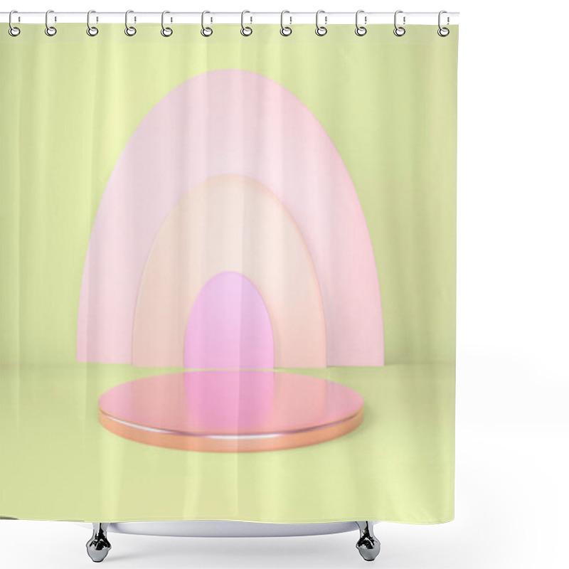 Personality  Product Podium On Pastel Background 3d. Abstract Minimal Geometry Concept. Studio Stand Platform Theme. Exhibition And Business Marketing Presentation Stage. 3d Rendering. Shower Curtains