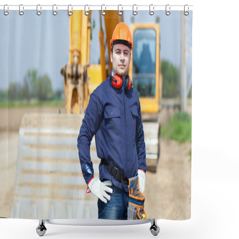 Personality  Man At Work In Construction Site Shower Curtains