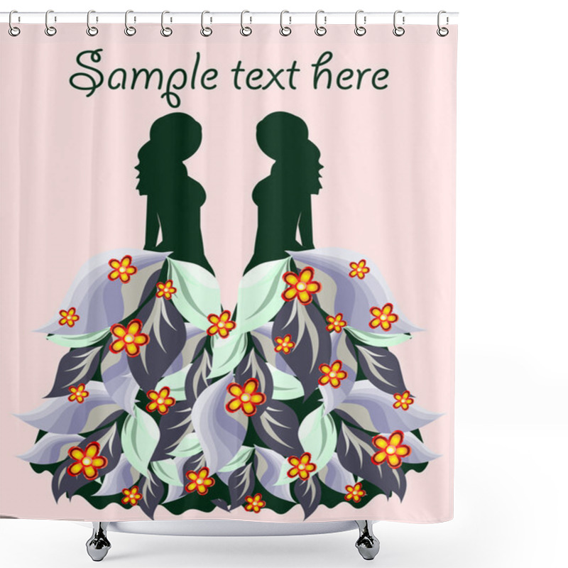 Personality  Girls In Floral Dresses Shower Curtains