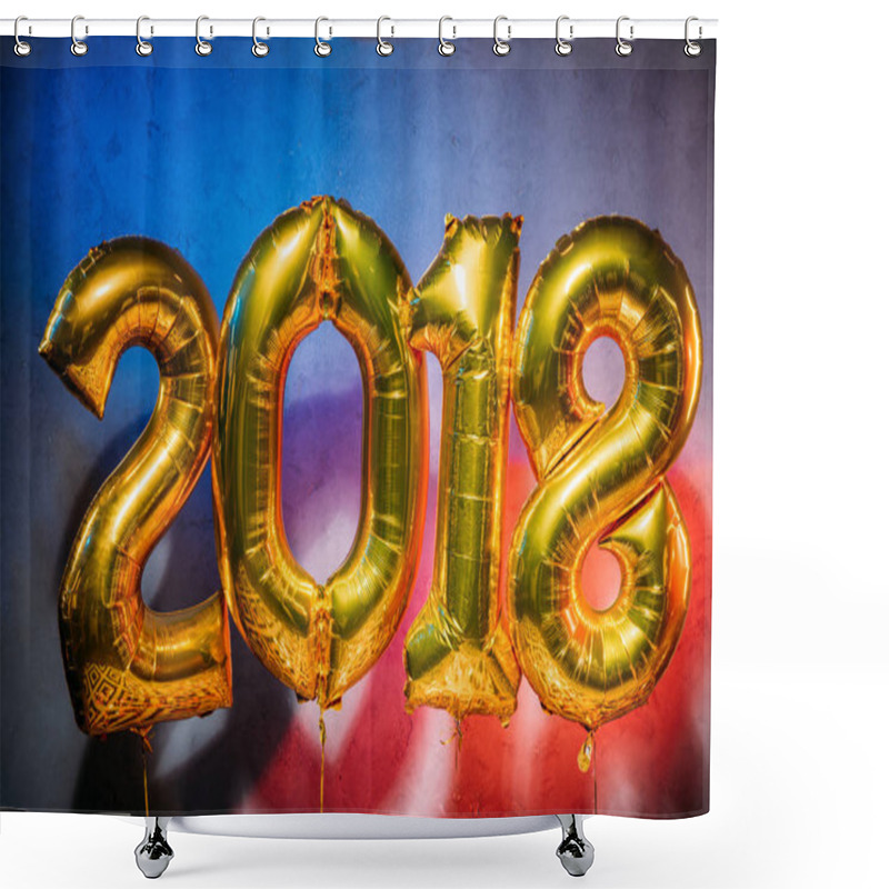 Personality  Golden 2018 Sign Balloons Shower Curtains