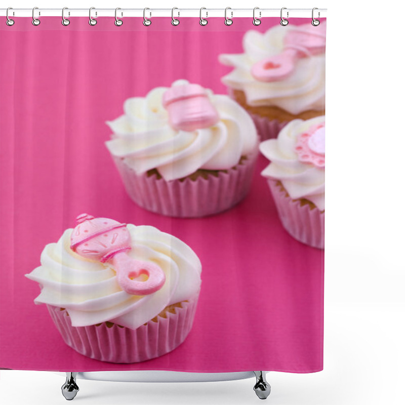 Personality  Cupcakes For A Baby Shower Shower Curtains