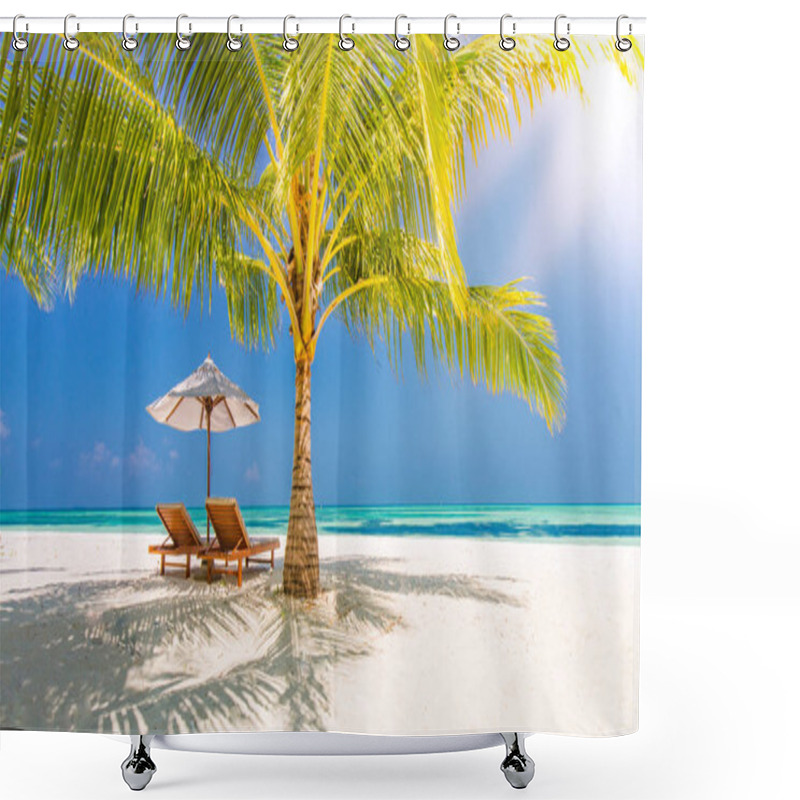 Personality  Summer Beach Concept. Moody Blue Sky And Blue Lagoon. Luxury Travel Summer Holiday Background Concept. Shower Curtains