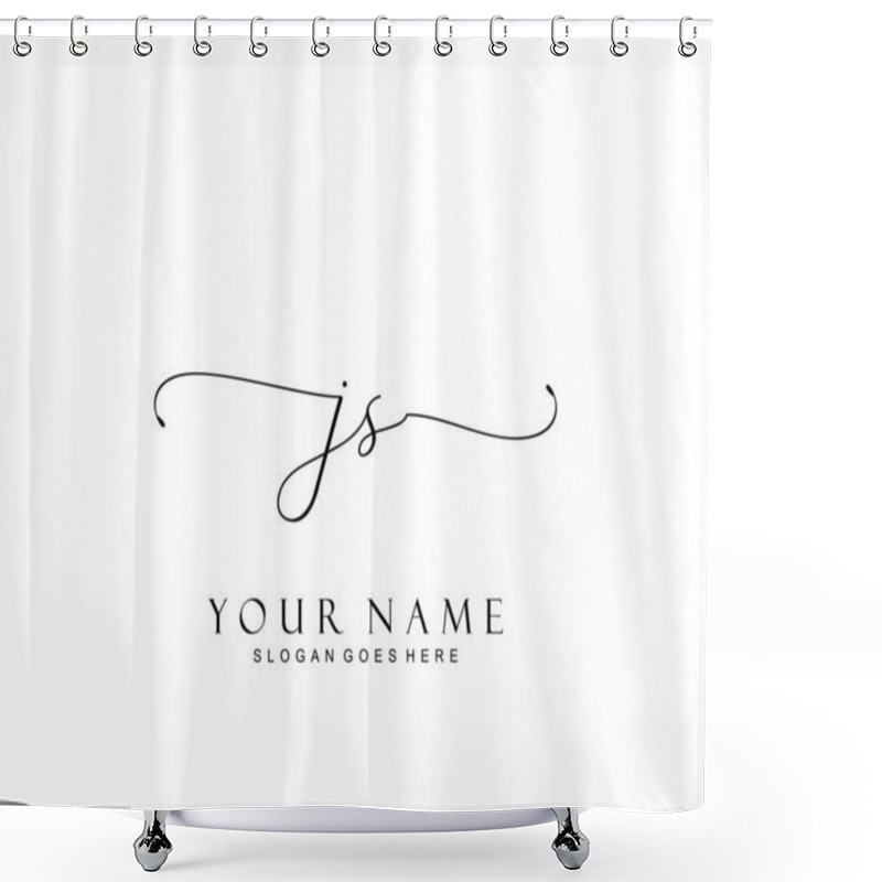 Personality  Initial JS Beauty Monogram And Elegant Logo Design, Handwriting Logo Of Initial Signature, Wedding, Fashion, Floral And Botanical With Creative Template. Shower Curtains