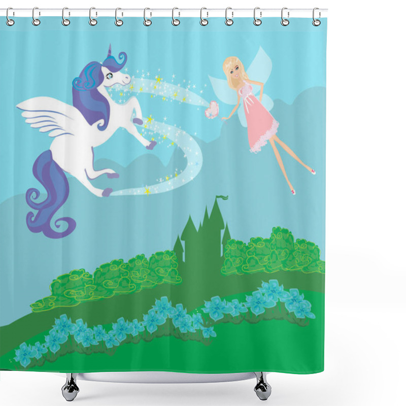 Personality  Castle, Unicorn And Fairy Shower Curtains