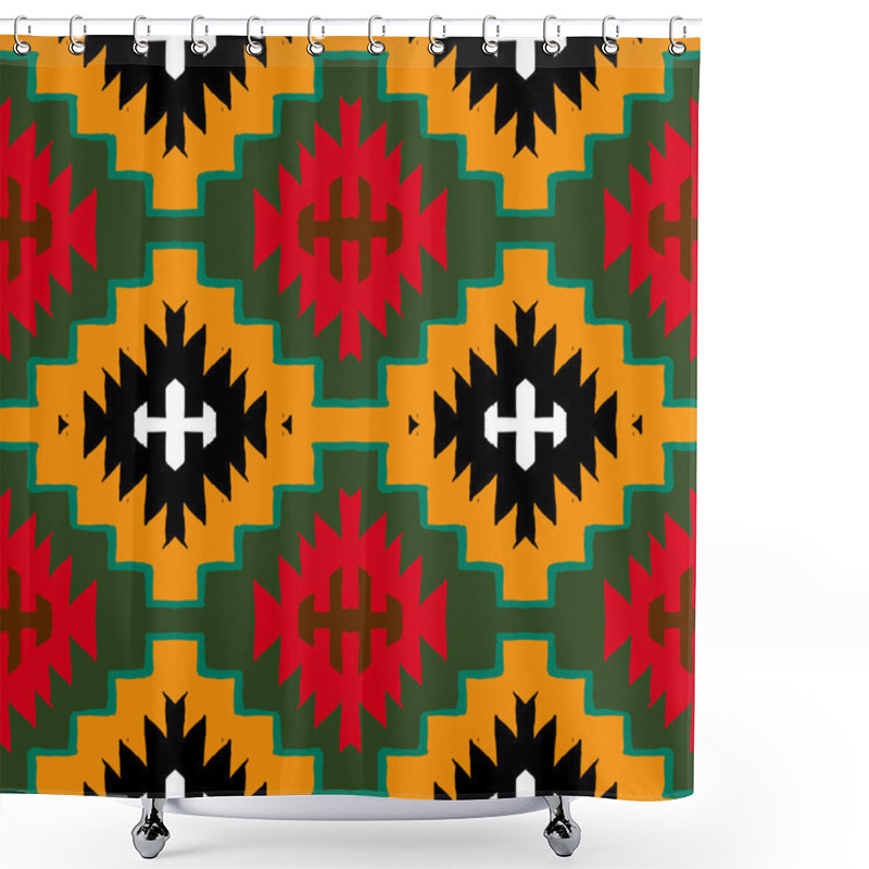 Personality  Vector Navajo Tribal Ornament Shower Curtains