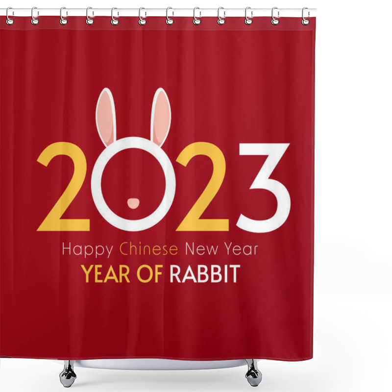 Personality  Happy Chinese New Year Greeting Card 2023 With Cute Rabbit. Animal Holidays Cartoon Character. Rabbit Icon Vector. Shower Curtains