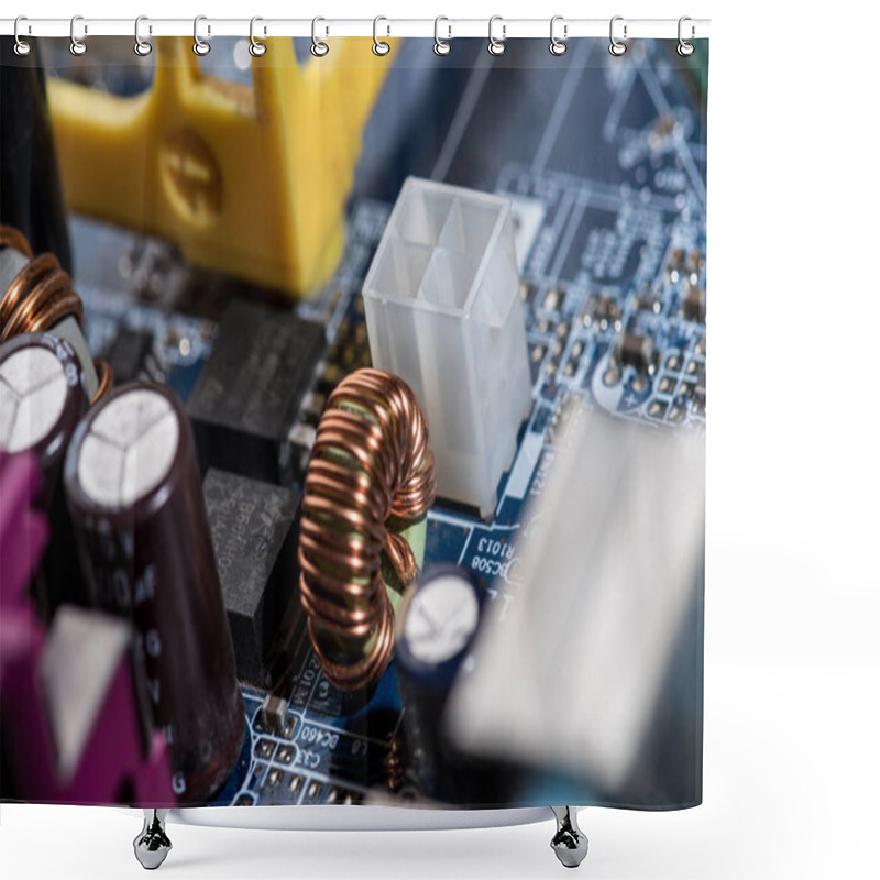 Personality  Selective Focus Of Various Details Of Computer Motherboard Shower Curtains